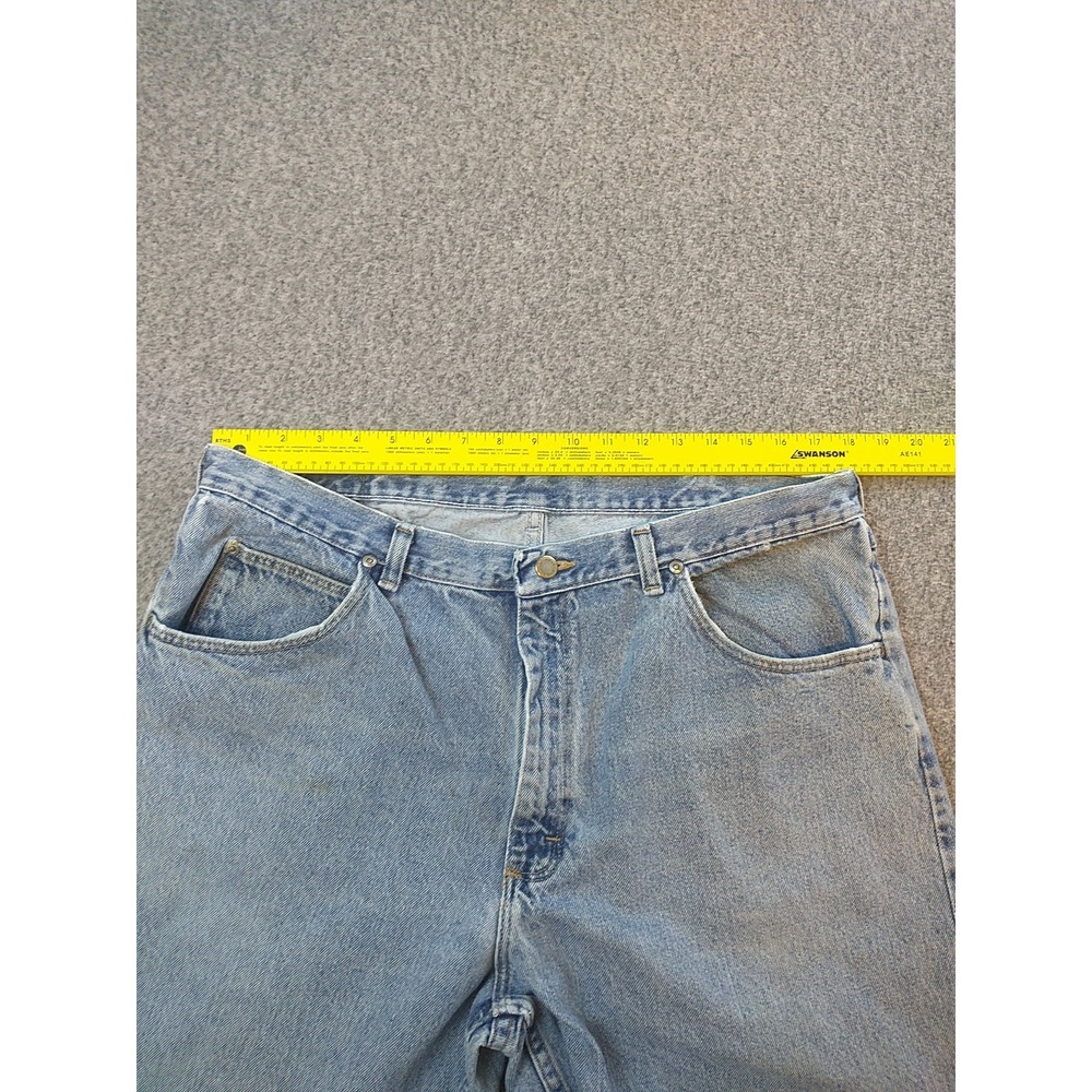 Wrangler 97601VR Mens Light Wash Straight Leg Denim Jeans 36x29 Distressed Blue - Picture 12 of 16